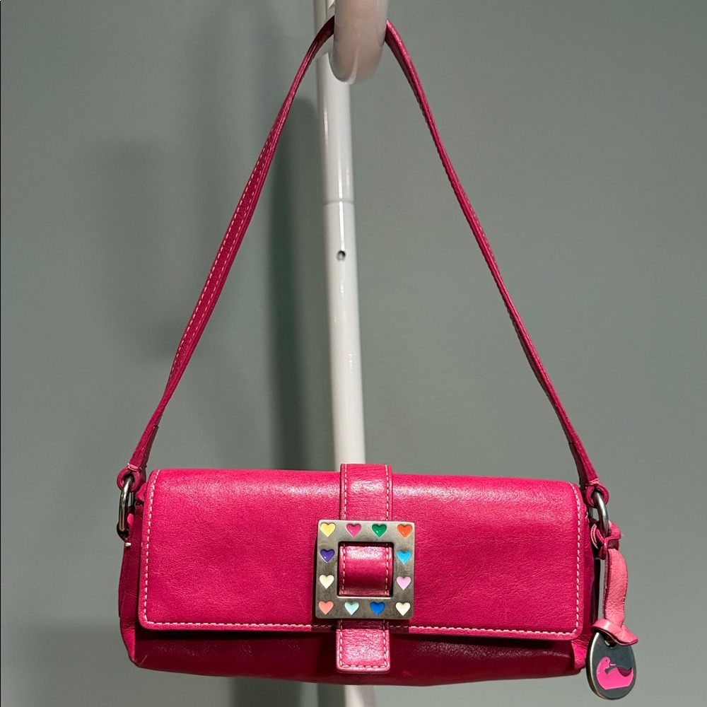Dooney & Bourke Pink Shoulder Bag with Heart Buckle - Picture 2 of 7